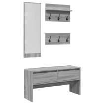 Hamel Wooden 4 Piece Hallway Furniture Set In Grey Sonoma