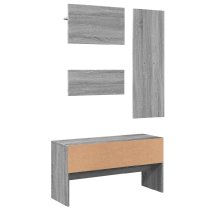 Hamel Wooden 4 Piece Hallway Furniture Set In Grey Sonoma