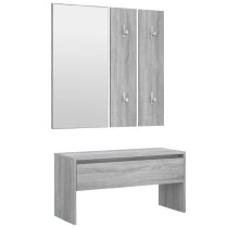 Hazen Wooden 4 Piece Hallway Furniture Set In Grey Sonoma