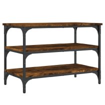 Indio Wooden Small Shoe Bench With 2 Shelves In Smoked Oak