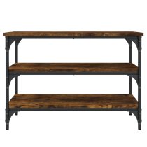 Indio Wooden Small Shoe Bench With 2 Shelves In Smoked Oak