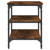 Indio Wooden Small Shoe Bench With 2 Shelves In Smoked Oak