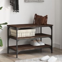 Indio Wooden Small Shoe Bench With 2 Shelves In Brown