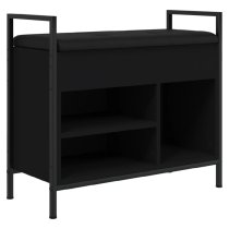 Ithaca Wooden Shoe Bench With 3 Shelves In Black