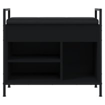 Ithaca Wooden Shoe Bench With 3 Shelves In Black