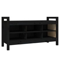 Lorman Wooden Shoe Storage Bench With 6 Shelves In Black