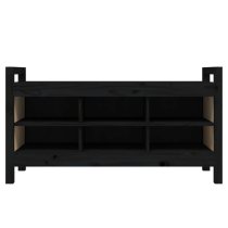 Lorman Wooden Shoe Storage Bench With 6 Shelves In Black