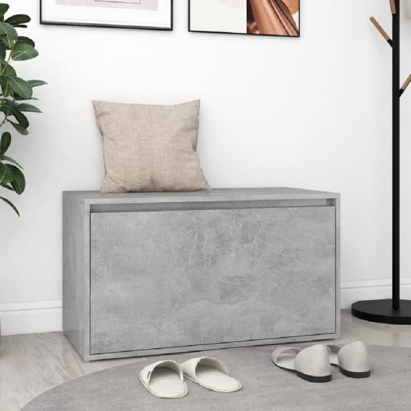 Florence Wooden Hallway Seating Bench In Concrete Grey