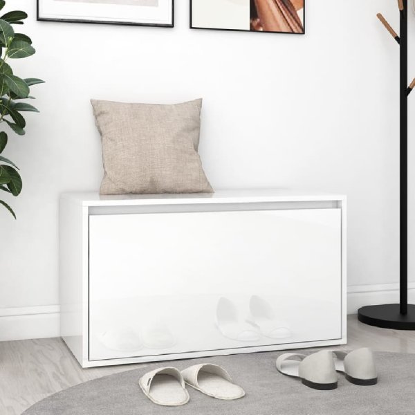 Florence High Gloss Hallway Seating Bench In White