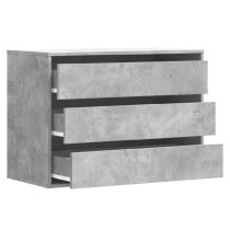 Fontana Wooden Chest Of 3 Drawers In Concrete Grey