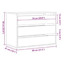 Fontana Wooden Chest Of 3 Drawers In Grey Sonoma