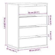 Amarillo Wooden Chest OF 4 Drawers In Sonoma Oak