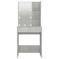 Amherst Wooden Dressing Table In Concrete Grey With LED Lights