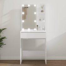 Amherst High Gloss Dressing Table In White With LED Lights