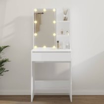 Amherst High Gloss Dressing Table In White With LED Lights