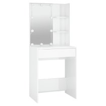 Amherst High Gloss Dressing Table In White With LED Lights