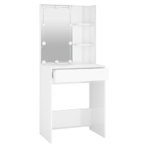 Amherst High Gloss Dressing Table In White With LED Lights