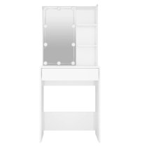 Amherst High Gloss Dressing Table In White With LED Lights