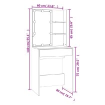 Amherst High Gloss Dressing Table In White With LED Lights