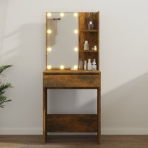 Amherst Wooden Dressing Table In Smoked Oak With LED Lights