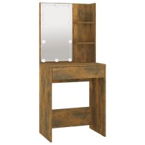 Amherst Wooden Dressing Table In Smoked Oak With LED Lights