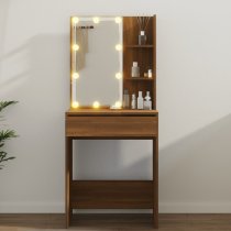 Amherst Wooden Dressing Table In Brown Oak With LED Lights