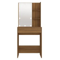 Amherst Wooden Dressing Table In Brown Oak With LED Lights