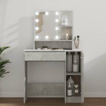 Aurora Wooden Dressing Table In Concrete Grey With LED Lights