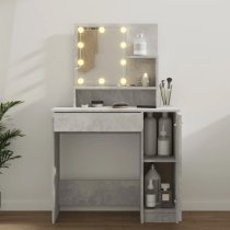 Aurora Wooden Dressing Table In Concrete Grey With LED Lights