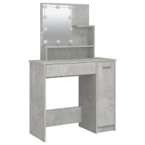 Aurora Wooden Dressing Table In Concrete Grey With LED Lights