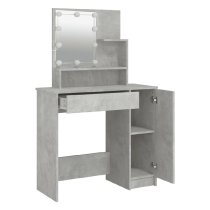 Aurora Wooden Dressing Table In Concrete Grey With LED Lights