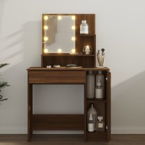 Aurora Wooden Dressing Table In Brown Oak With LED Lights