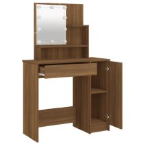 Aurora Wooden Dressing Table In Brown Oak With LED Lights