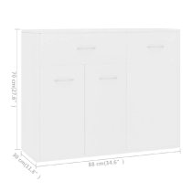 Camino Wooden Sideboard With 3 Doors 1 Drawer In White