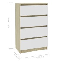 Calgary Wooden Chest Of 4 Drawers In White And Oak