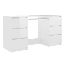 Abingdon High Gloss Laptop Desk With 6 Drawers In White