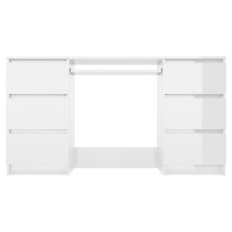 Abingdon High Gloss Laptop Desk With 6 Drawers In White