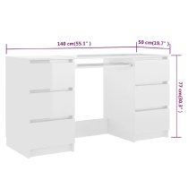 Abingdon High Gloss Laptop Desk With 6 Drawers In White