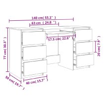 Abingdon High Gloss Laptop Desk With 6 Drawers In White