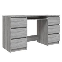 Abingdon Wooden Laptop Desk With 6 Drawers In Grey Sonoma