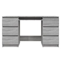 Abingdon Wooden Laptop Desk With 6 Drawers In Grey Sonoma