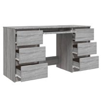 Abingdon Wooden Laptop Desk With 6 Drawers In Grey Sonoma