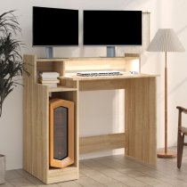 Acampo Wooden Laptop Desk In Sonoma Oak With LED Lights