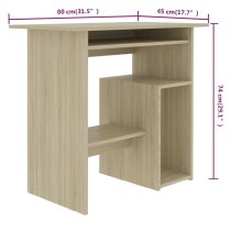 Allston Wooden Laptop Desk With 2 Shelves In Sonoma Oak