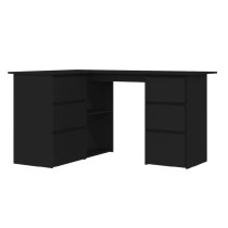 Andover Wooden Corner Laptop Desk With 4 Drawers In Black