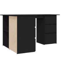 Andover Wooden Corner Laptop Desk With 4 Drawers In Black