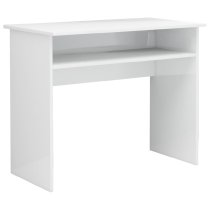 Angleton High Gloss Laptop Desk With 1 Shelf In White