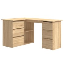 Andover Wooden Corner Laptop Desk With 4 Drawers In Sonoma Oak