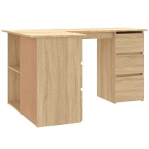 Andover Wooden Corner Laptop Desk With 4 Drawers In Sonoma Oak