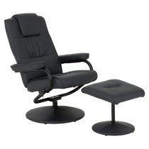 Albany Faux Leather Recliner Chair And Foot Stool In Black